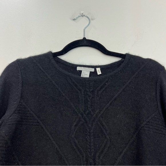 Black fuzzy Angora blend 3/4 sleeve sweater S - Picture 5 of 8